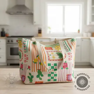 Decoratiestof Linenlook Pura Vida Patch digital print