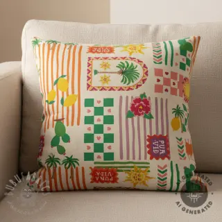 Decoratiestof Linenlook Pura Vida Patch digital print