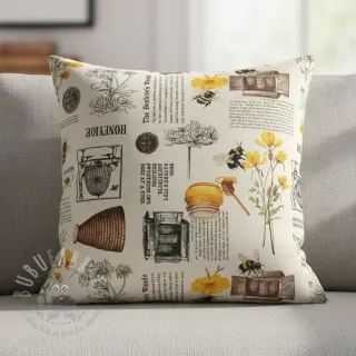 Decoratiestof Linenlook Bee Honey Recipe digital print