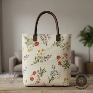 Decoratiestof Linenlook Delicate Floral Field digital print