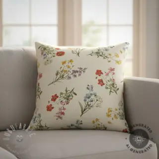 Decoratiestof Linenlook Delicate Floral Field digital print