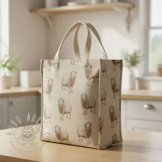 Decoratiestof Linenlook Pen Drawing Sheep digital print