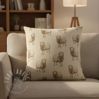 Decoratiestof Linenlook Pen Drawing Sheep digital print