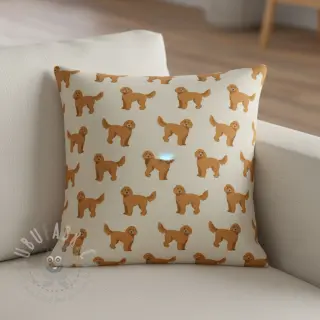 Decoratiestof Linenlook Labradoodle Dog Love digital print