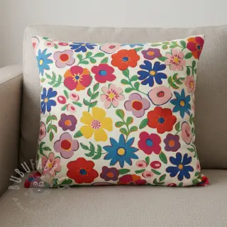 Decoratiestof Linenlook Flower Fiesta Field digital print