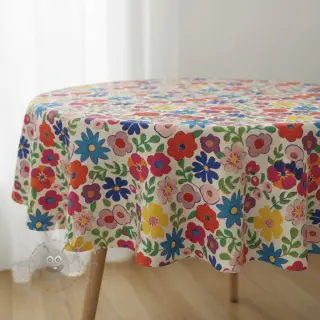 Decoratiestof Linenlook Flower Fiesta Field digital print