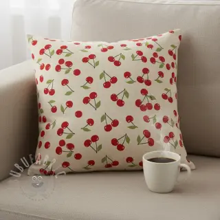 Decoratiestof Linenlook premium Cherry Happy Joy