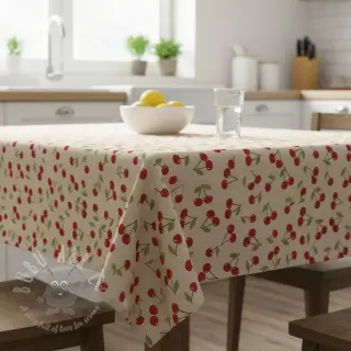 Decoratiestof Linenlook premium Cherry Happy Joy