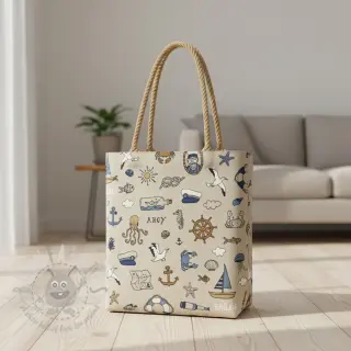 Decoratiestof Linenlook premium Nautical Doodle