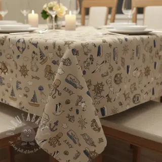Decoratiestof Linenlook premium Nautical Doodle