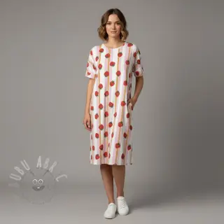 Tricot Fruits Strawberry white