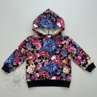 Sweaterstof Flower Luna black digital print