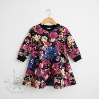 Sweaterstof Flower Luna black digital print