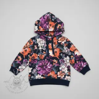 Sweaterstof Flower Luna navy digital print