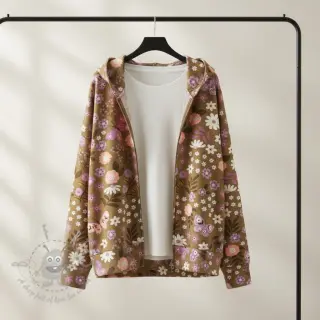 Sweaterstof Flowers Azriel camel