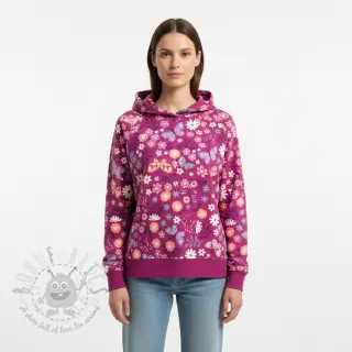Sweaterstof Flowers Azriel fuchsia