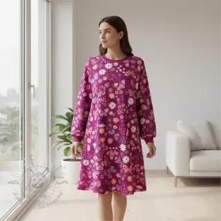 Sweaterstof Flowers Azriel fuchsia