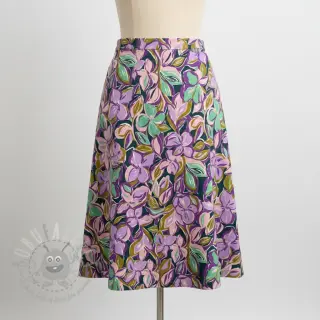 Katoenen stof VISCOSE Flowers cobalt