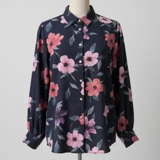 Bavlnená látka VISCOSE Flowers navy digital print