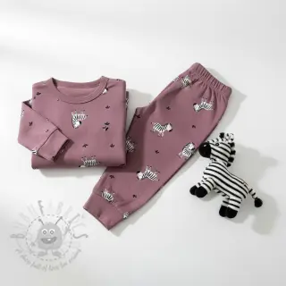 Katoenen stof FLANNEL Zebras mauve