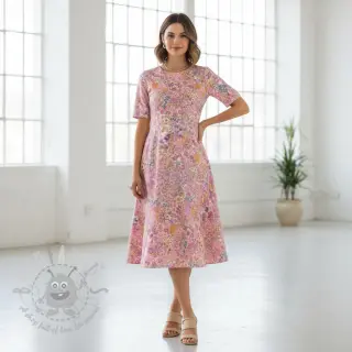 Katoenen stof VOILE Small hayppy flowers digital print