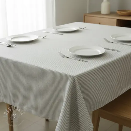 Decoratiestof DOBBY Colored stripe light grey