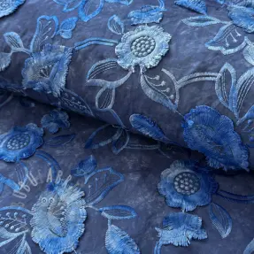 Katoenen stof TIE DYE EMBROIDERY Flora design B