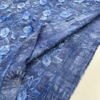 Katoenen stof TIE DYE EMBROIDERY Flora design B