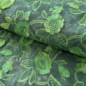 Katoenen stof TIE DYE EMBROIDERY Flora design En