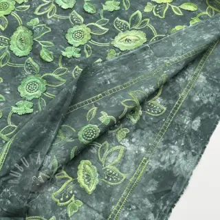 Katoenen stof TIE DYE EMBROIDERY Flora design A