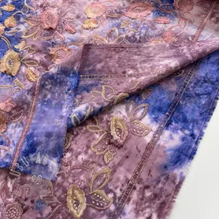 Katoenen stof TIE DYE EMBROIDERY Flora design C