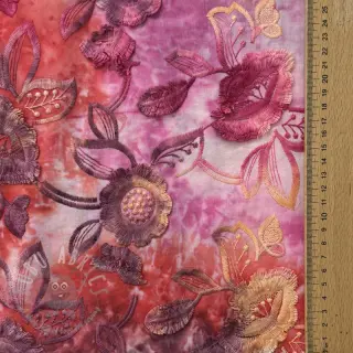 Katoenen stof TIE DYE EMBROIDERY Flora design D