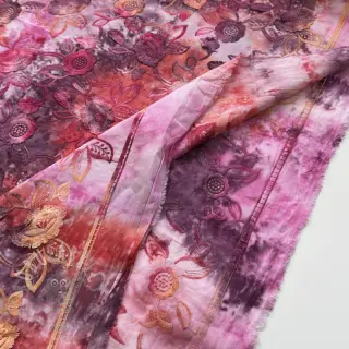 Katoenen stof TIE DYE EMBROIDERY Flora design D