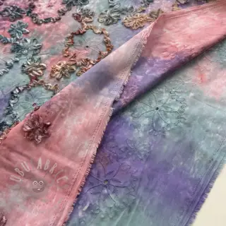 Katoenen stof TIE DYE EMBROIDERY Eva tape design C