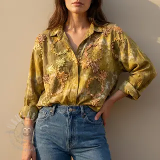 Katoenen stof TIE DYE EMBROIDERY Eva tape design E
