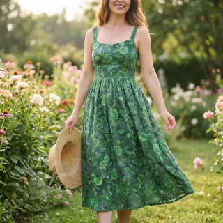 Katoenen stof TIE DYE EMBROIDERY Flora design En