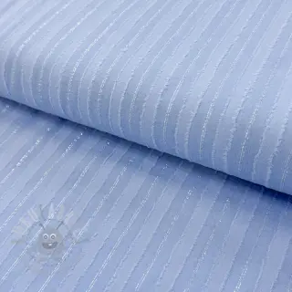 Katoenen stof VOILE LUREX Stripes light blue