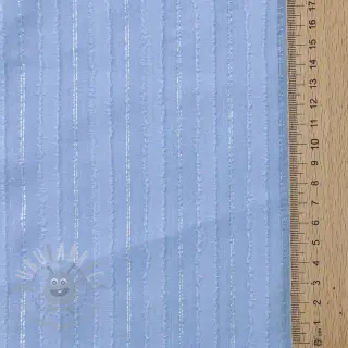 Katoenen stof VOILE LUREX Stripes light blue
