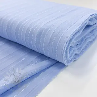 Katoenen stof VOILE LUREX Stripes light blue