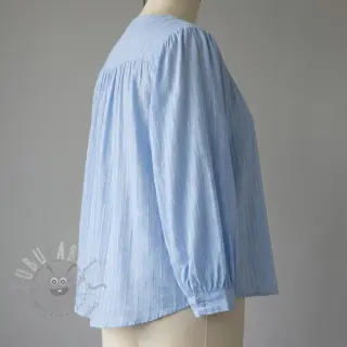 Katoenen stof VOILE LUREX Stripes light blue