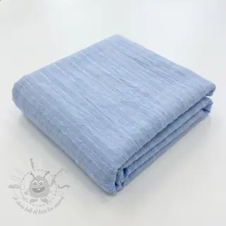 Katoenen stof VOILE LUREX Stripes light blue