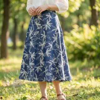Katoenen stof JEANS Embroidery Flowers white
