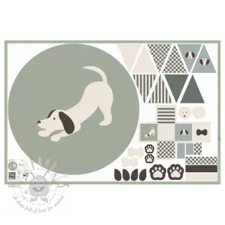 Katoenen stof Dog PANEL digital print