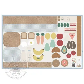 Katoenen stof Farmers market PANEL digital print