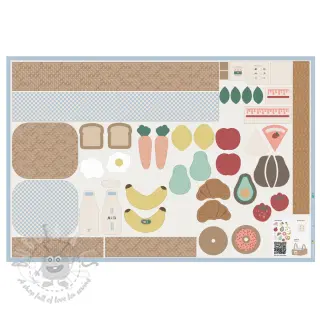 Katoenen stof Farmers market PANEL digital print