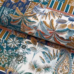 Decoratiestof jacquard Basmati allover bleu