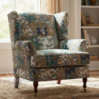 Decoratiestof jacquard Basmati allover bleu