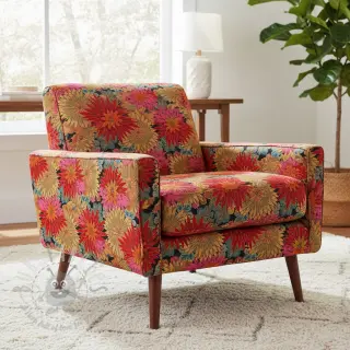 Decoratiestof jacquard Matcha allover rouge