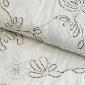 Katoenen stof EMBROIDERY Loom En Light off white