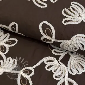 Katoenen stof EMBROIDERY Loom En Light brown